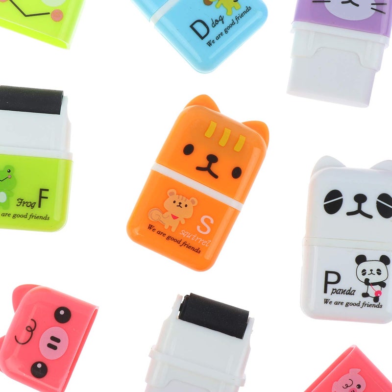 Xgood 24 Pieces Erasers Roller Erasers Portable Cube Pencil Flexible Rubber Cute Animal Durable Soft Eraser Gift Eraser with Roller Cases for School, Office, Kids(6 Patterns) - Image 2